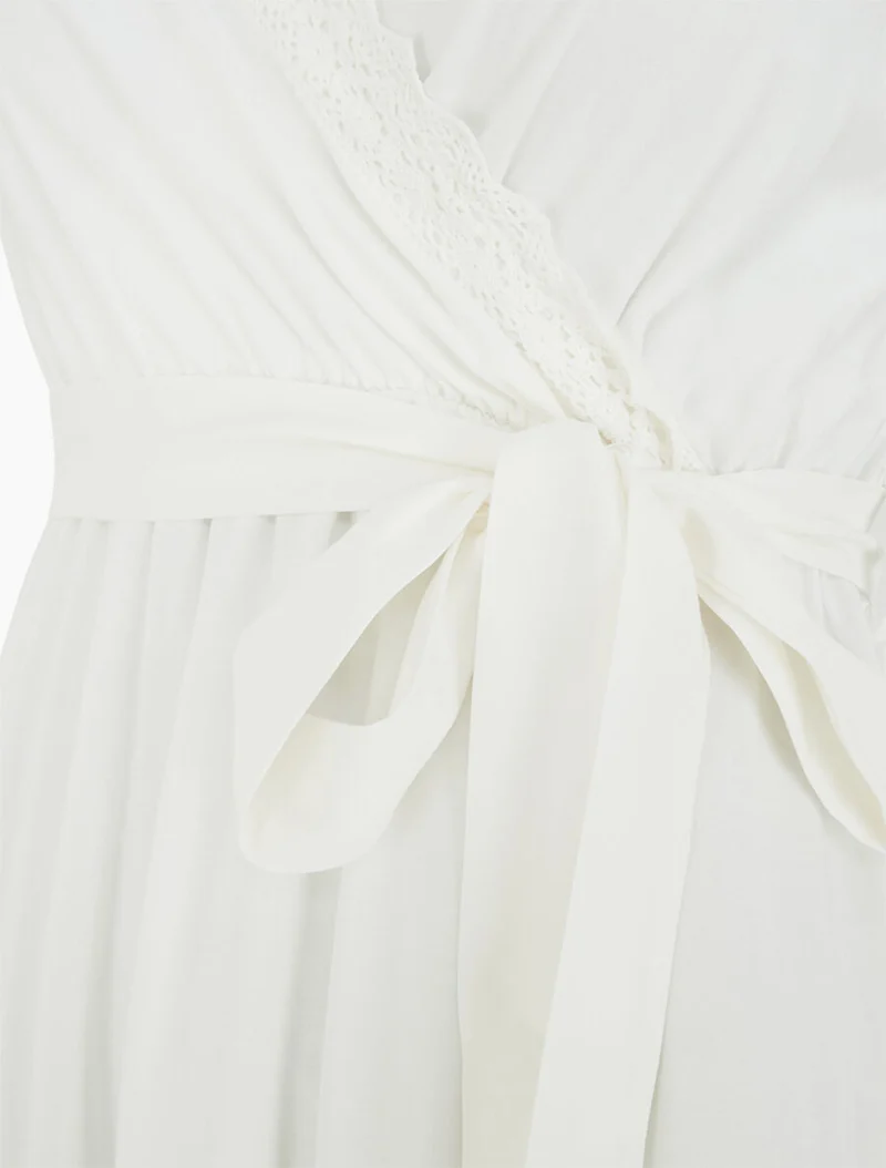 Robe longue unie élastiquée - Blanc