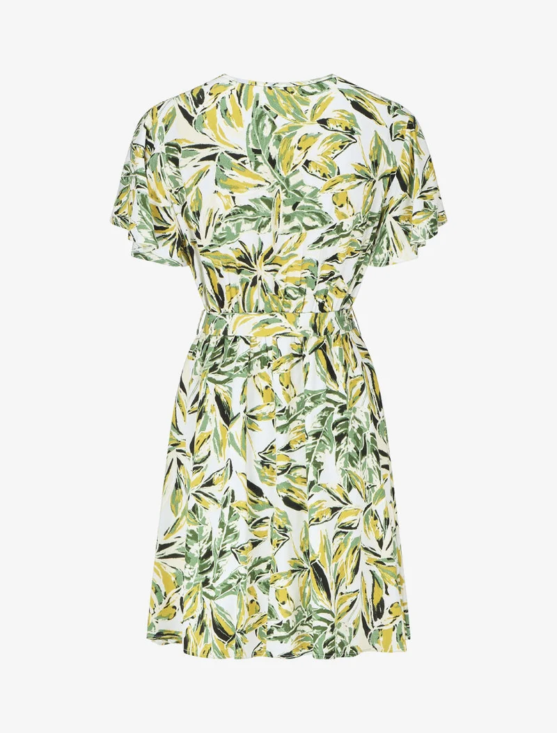 Robe mi-longue imprimé feuillage - Vert