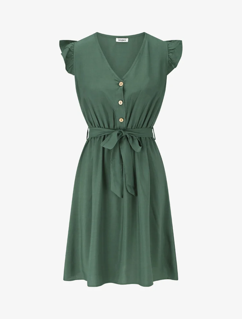 Robe mi-longue unie - Vert sapin
