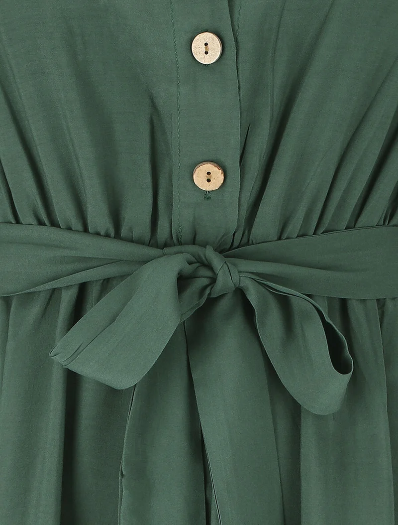 Robe mi-longue unie - Vert sapin