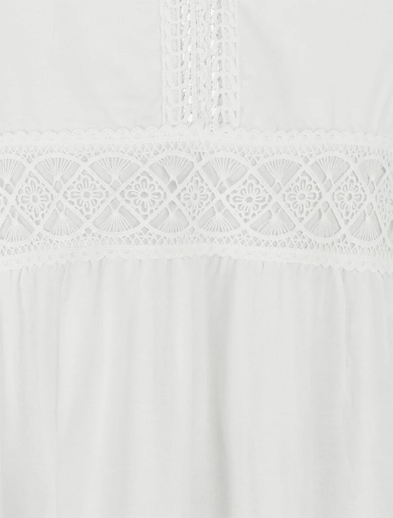 Robe longue unie à fines bretelles - Blanc