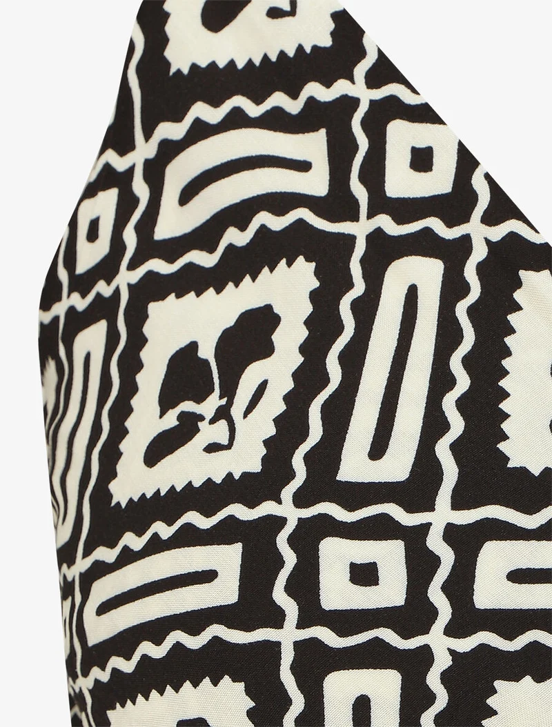 Robe longue à fines bretelles imprimé graphique - Noir