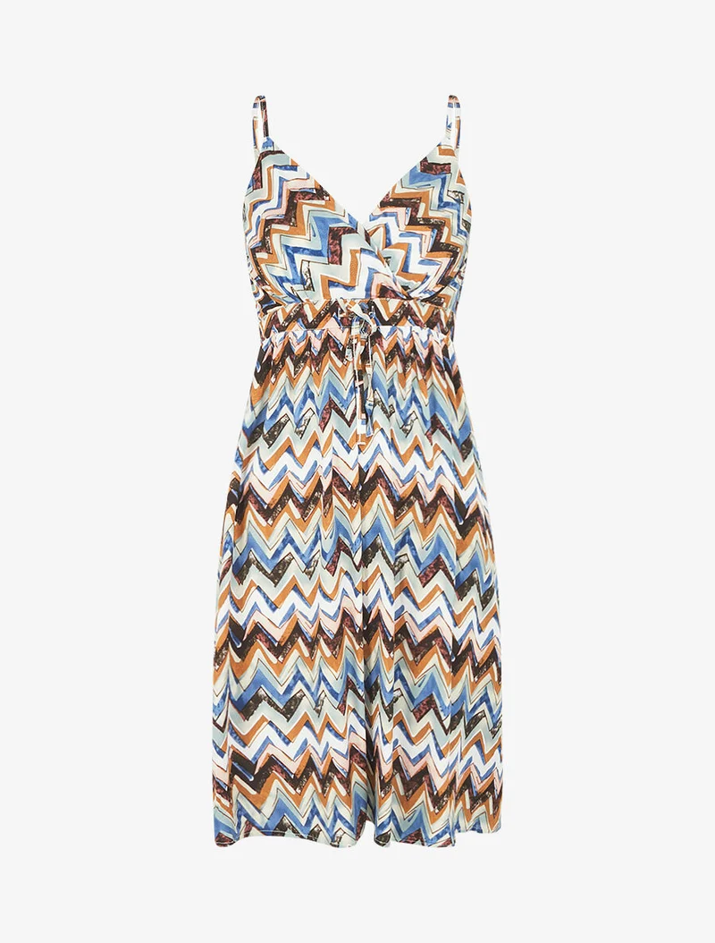 Robe courte à imprimé zig-zag - Noir