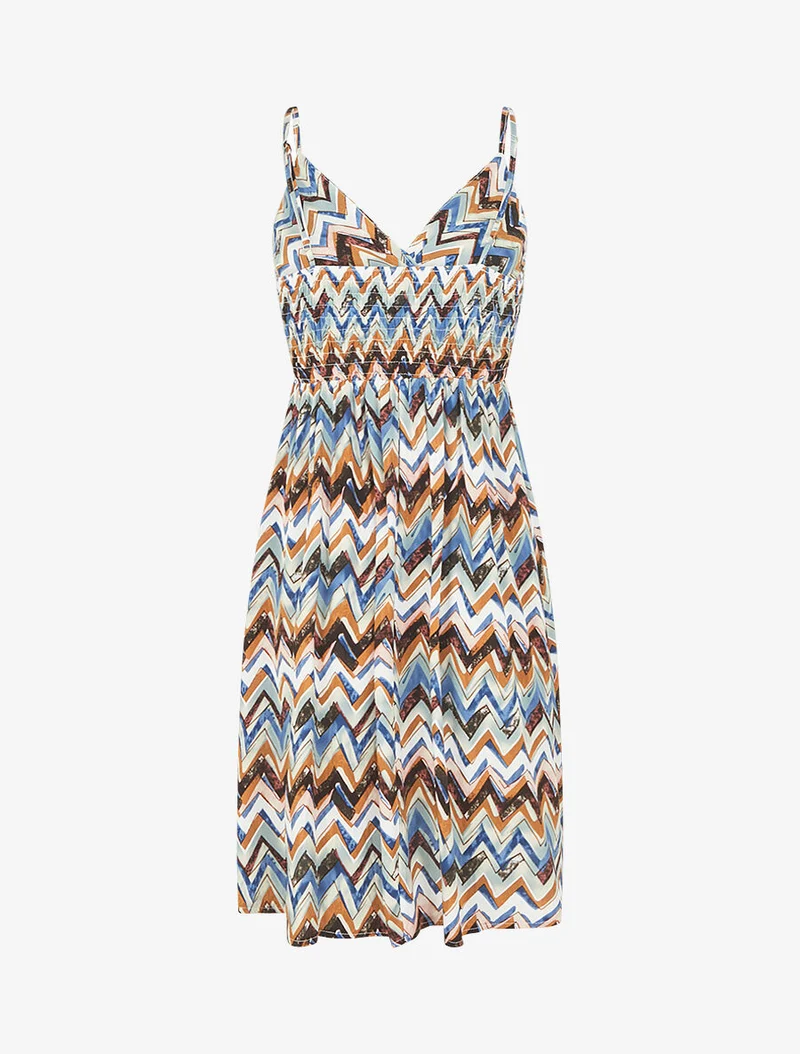 Robe courte à imprimé zig-zag - Noir