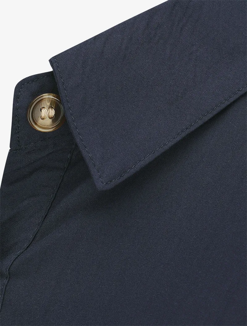 Robe chemise longue évasée et unie - Marine