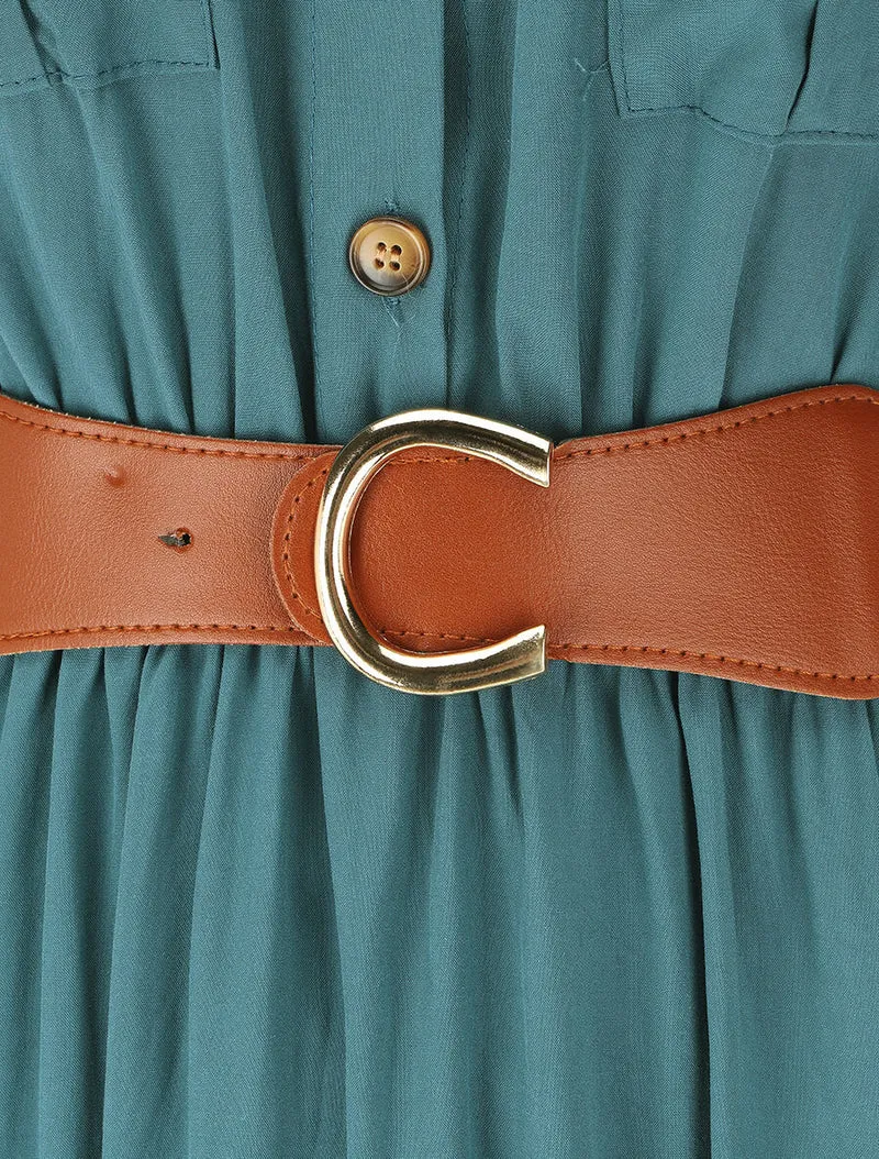 Robe longue unie sans manches - Bleu canard