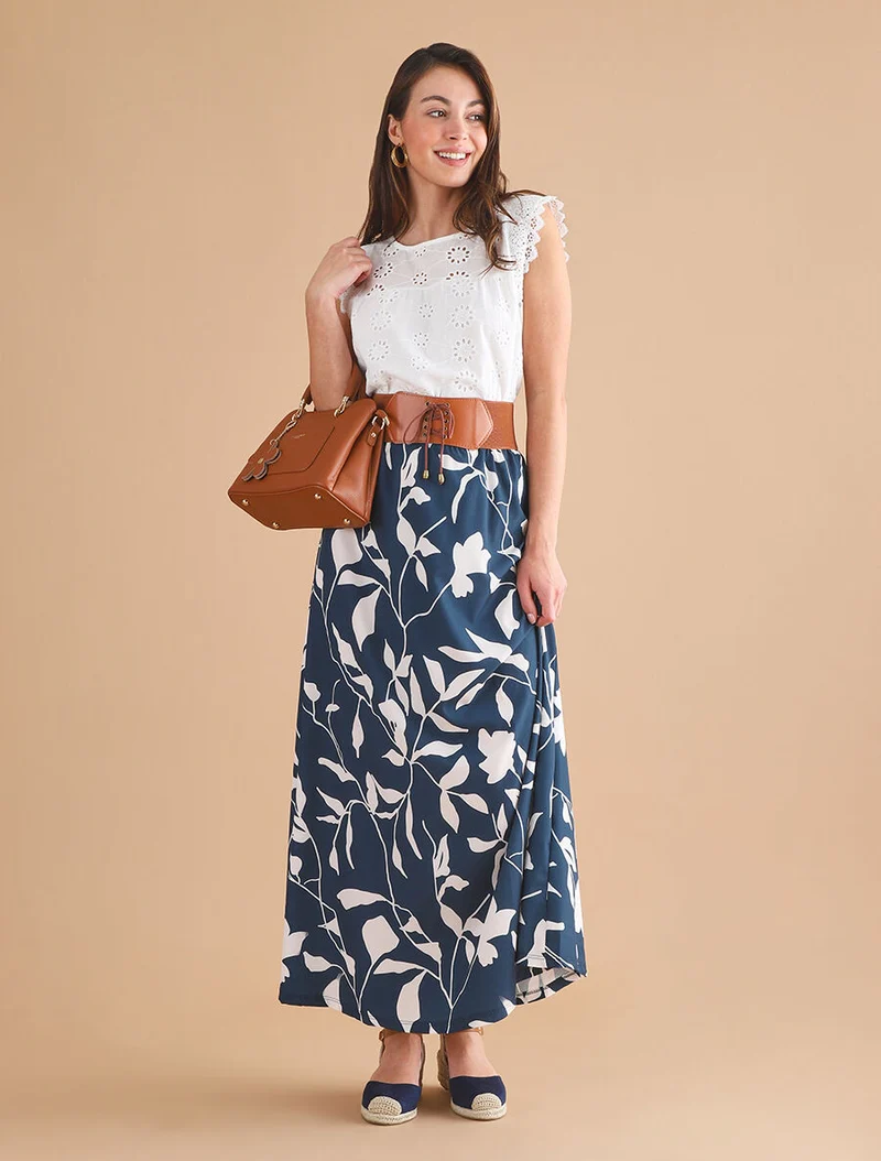 Top droit sans manches en broderie anglaise - Blanc