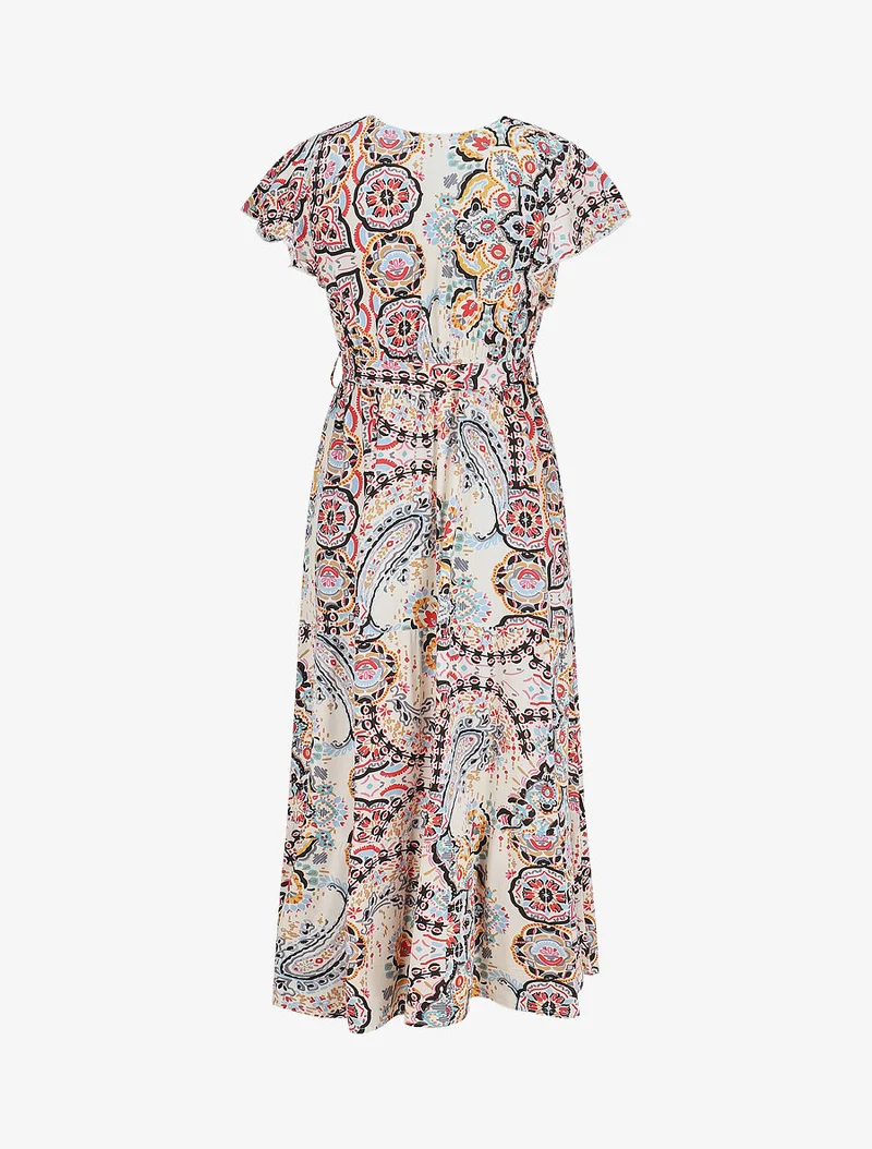 Robe longues motif floral à mancherons - Noir/blanc