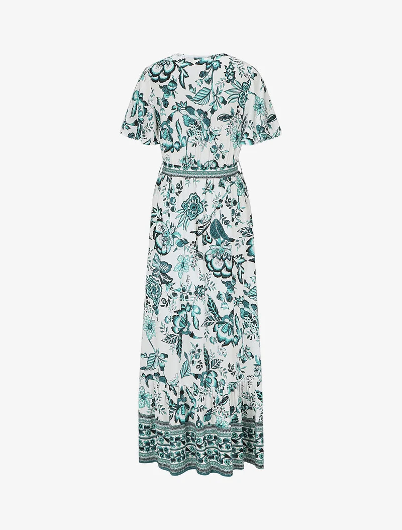 Robe imprimé fleuri à taille élastiquée - Vert