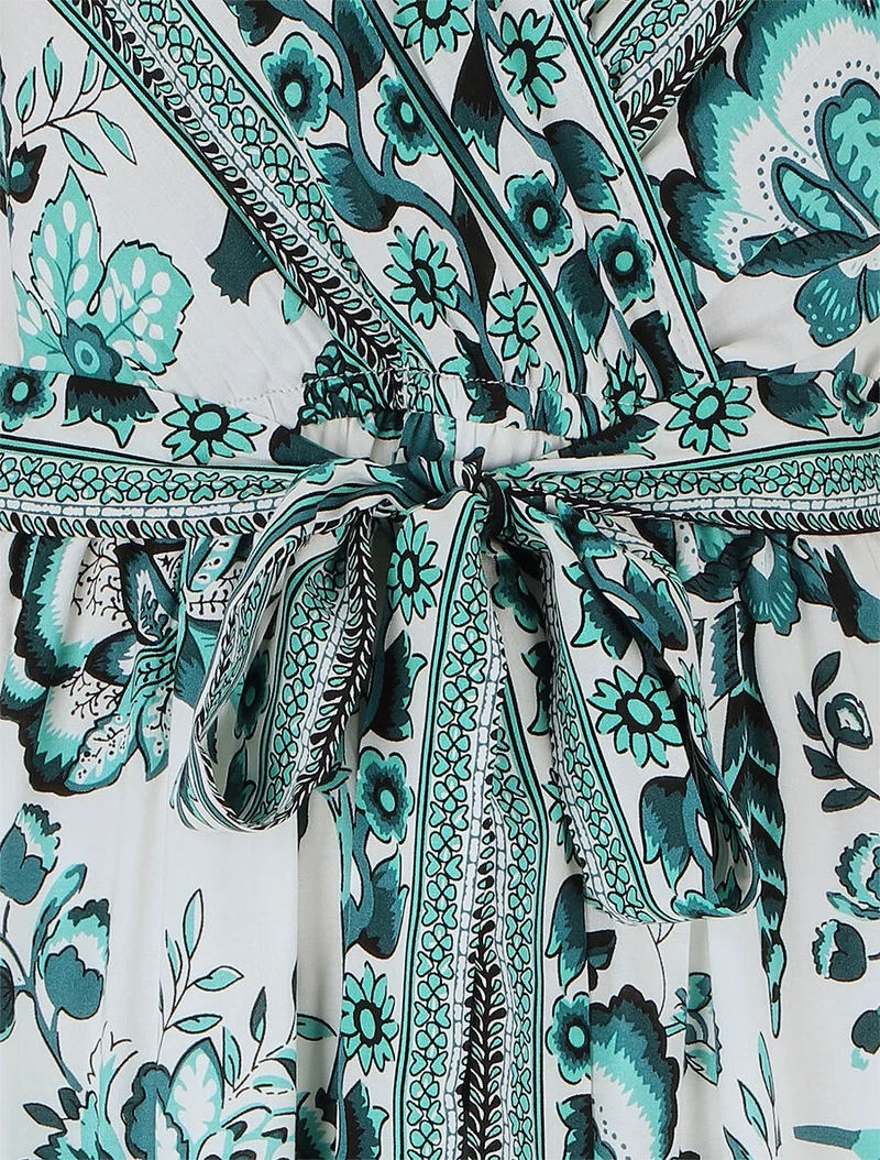 Robe imprimé fleuri à taille élastiquée - Vert