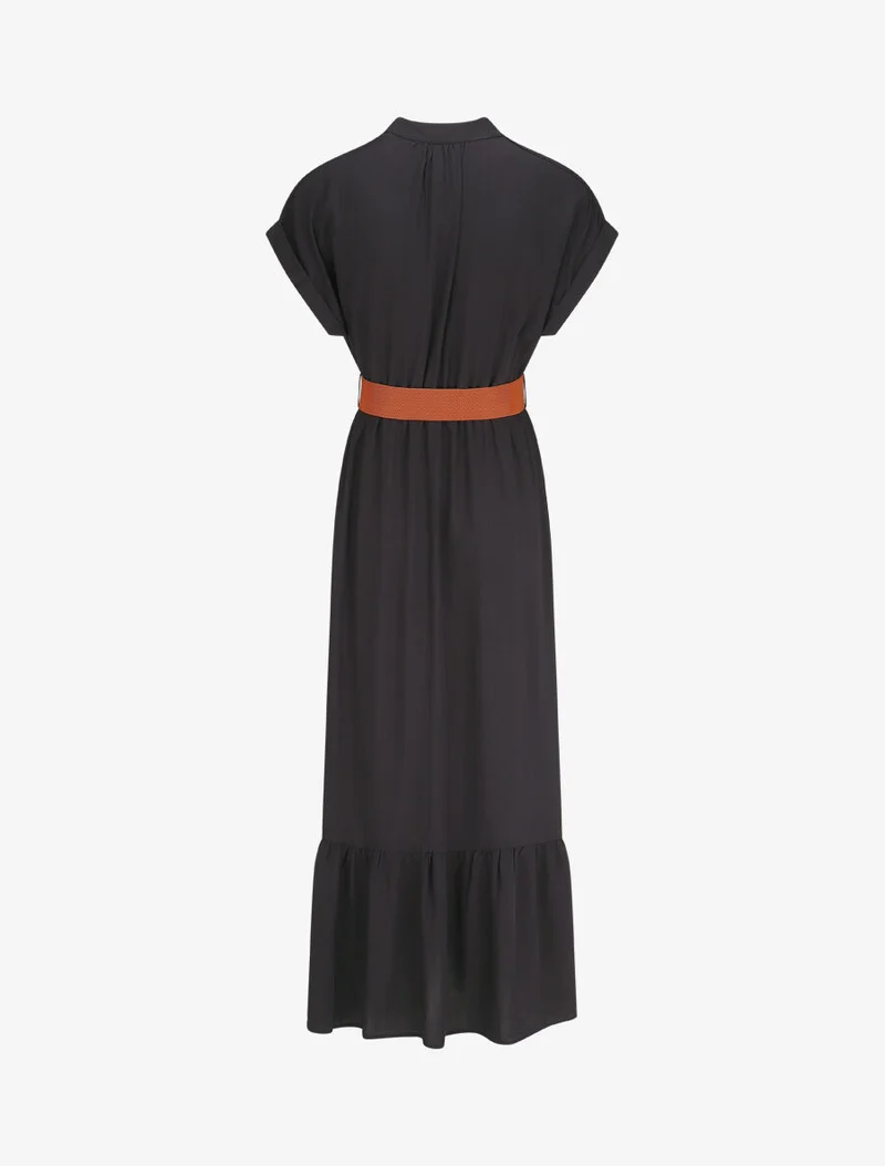 Robe longue unie manches courtes - Marine