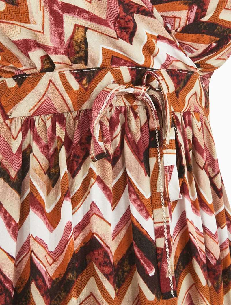Robe courte à imprimé zig-zag - Marron