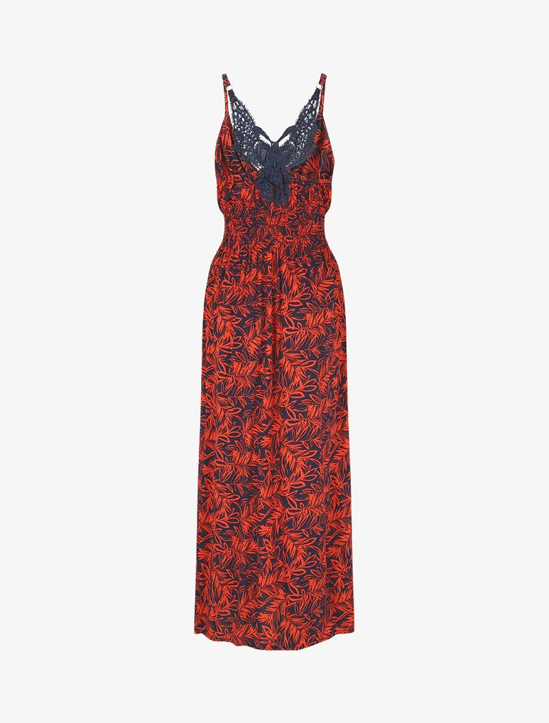 Robe longue fendue à dos ajouré - Bleu nuit