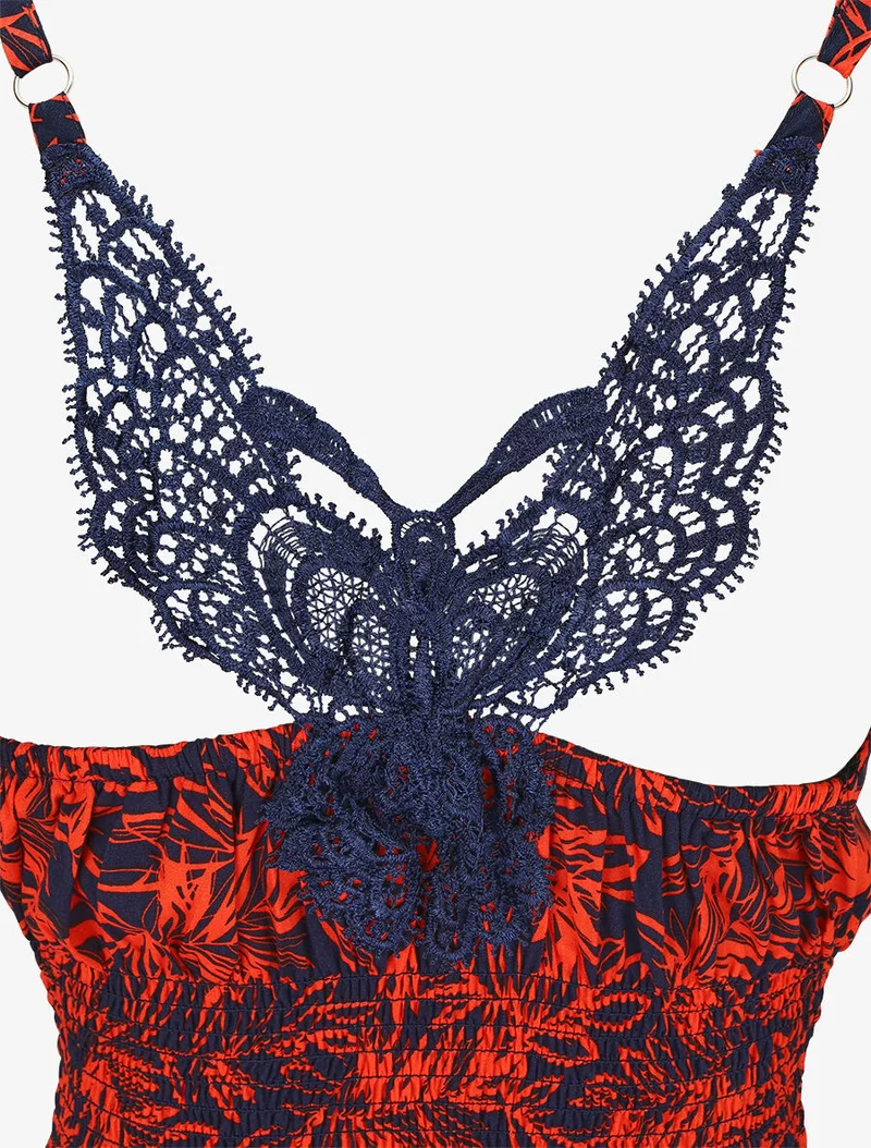 Robe longue fendue à dos ajouré - Bleu nuit