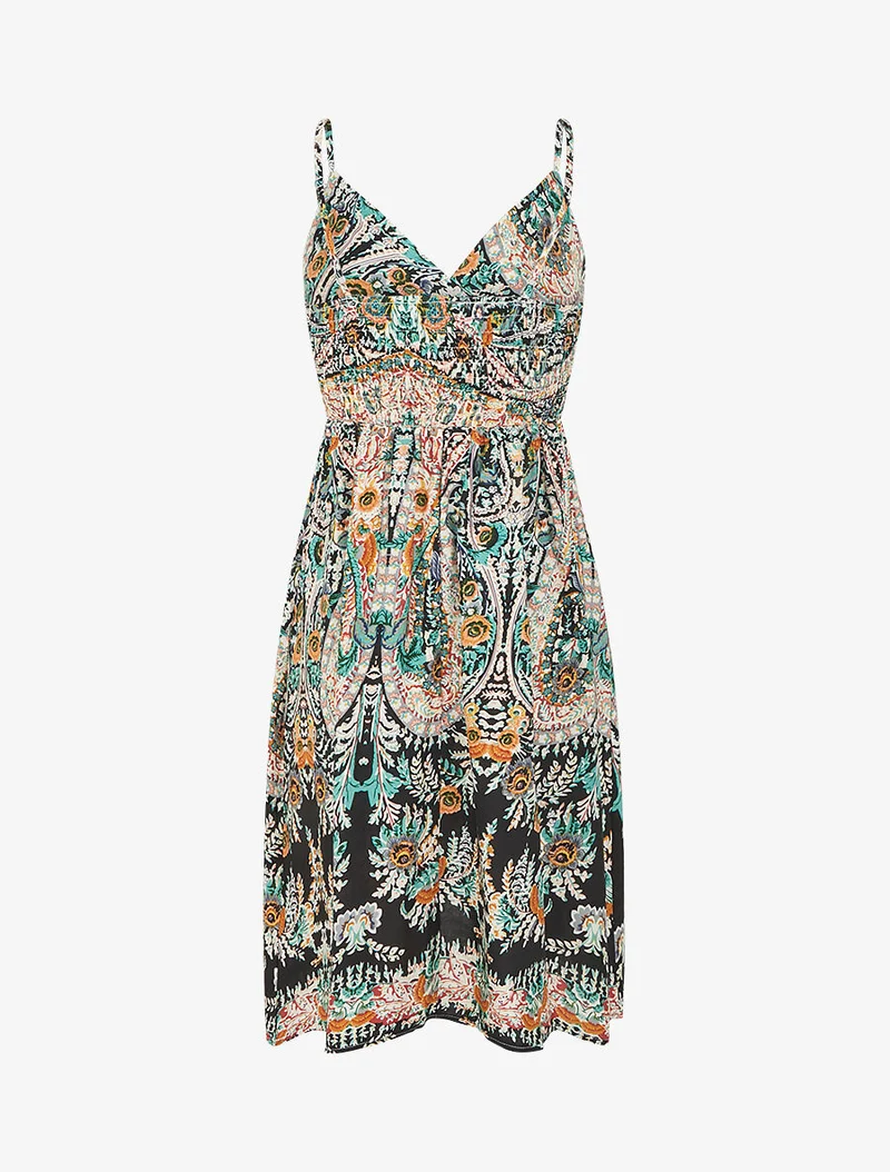 Robe courte à imprimé fleuri - Bleu nuit