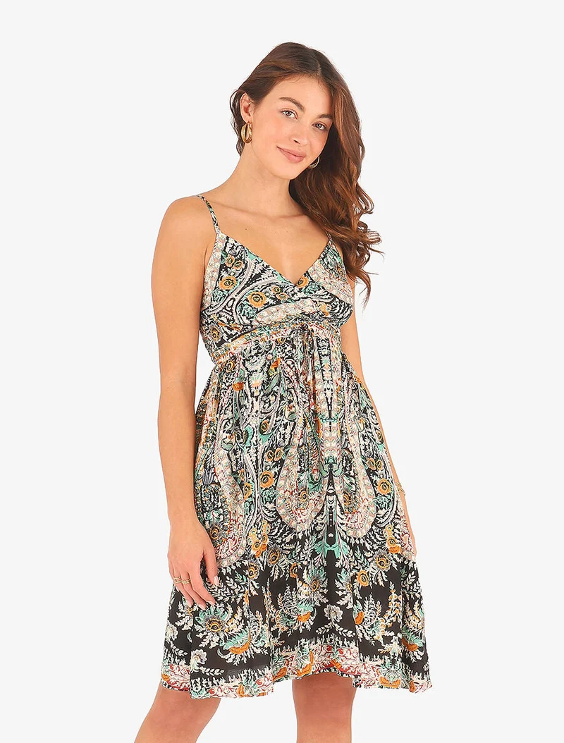 Robe courte à imprimé fleuri - Bleu nuit