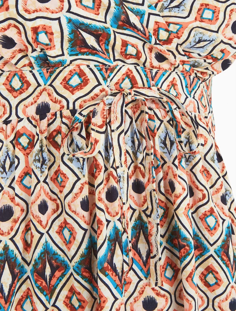 Robe courte à imprimé graphique - Orange