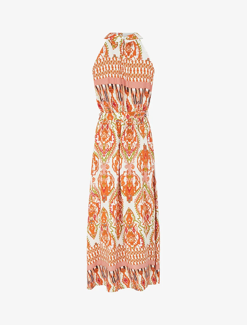Robe longue à col américain - Blanc