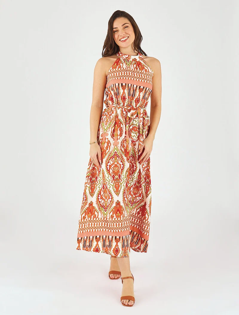 Robe longue à col américain - Blanc