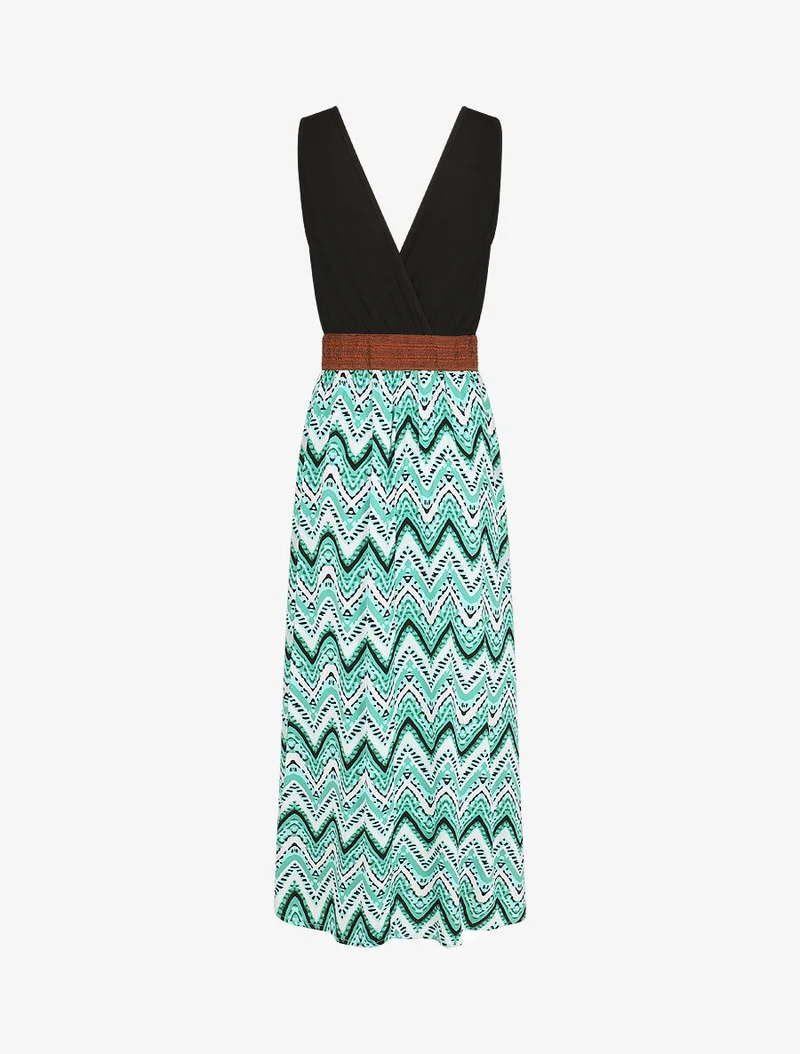 Robe longue à jupe imprimé graphique - Vert