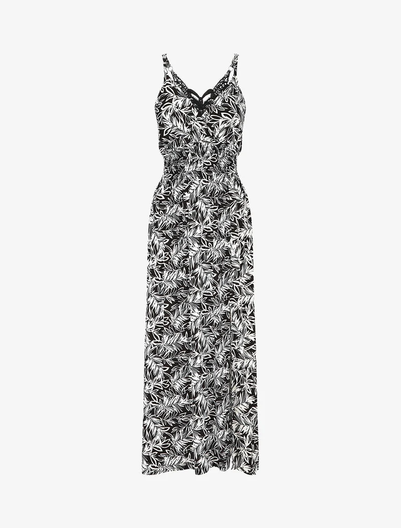 Robe longue fendue à dos ajouré - Noir