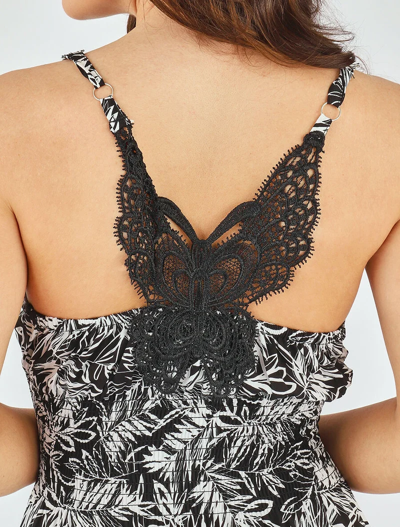 Robe longue fendue à dos ajouré - Noir