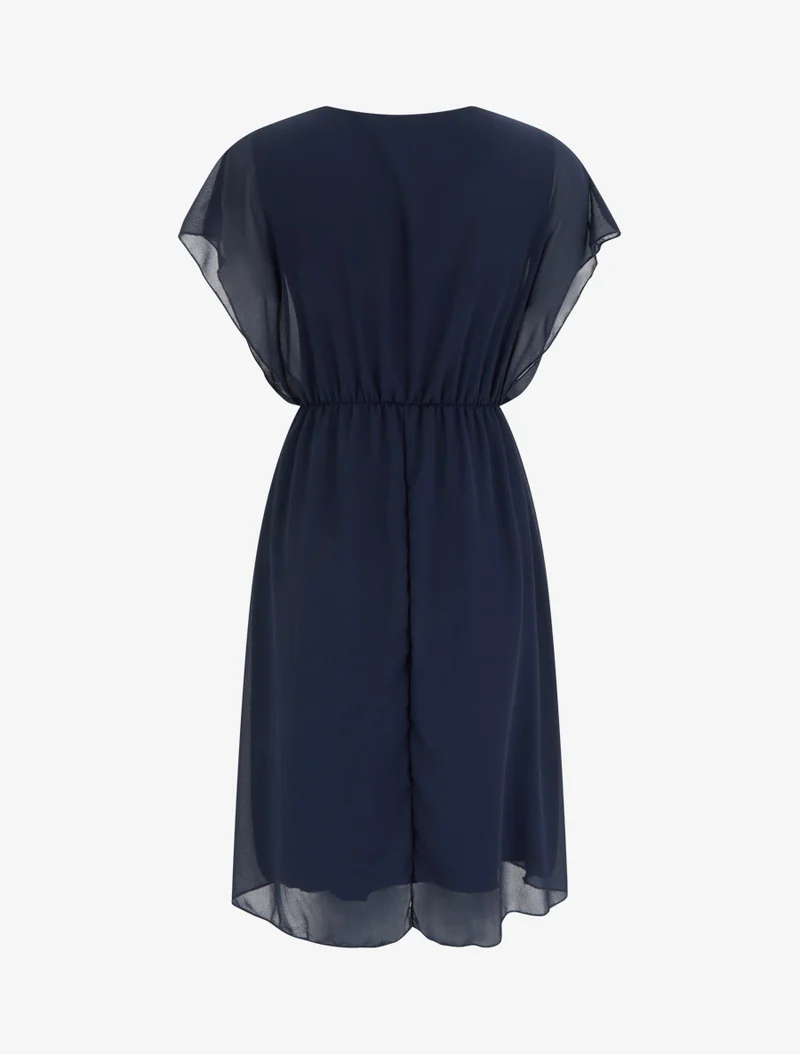 Robe évasée à manches courtes et col cache-coeur - Marine