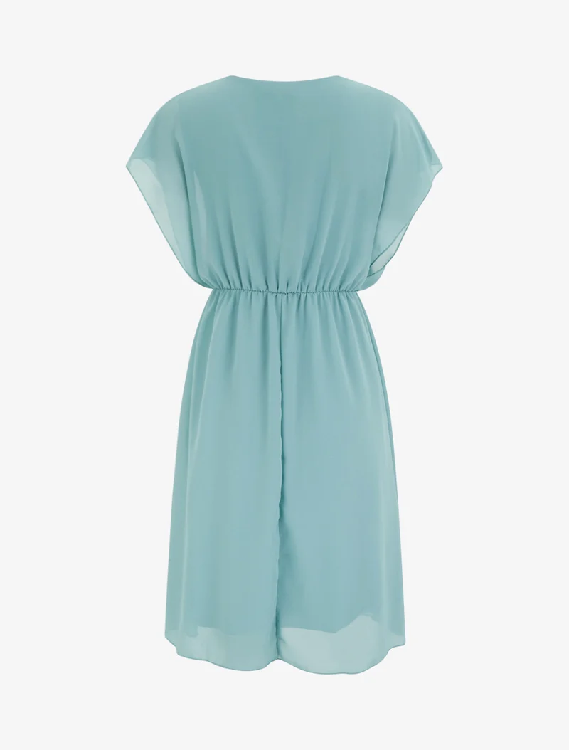 Robe évasée à manches courtes et col cache-coeur - Vert d'eau