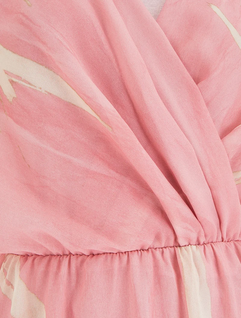 Robe imprimé graphique à col cache-coeur - Vieux rose