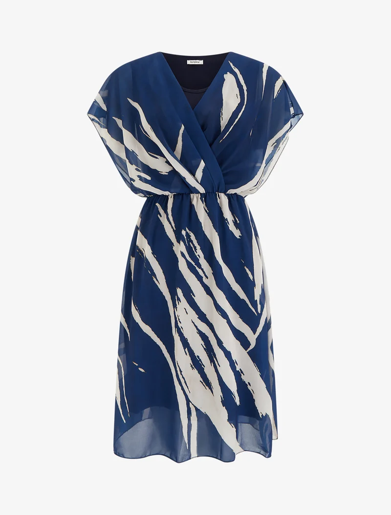 Robe imprimé graphique à col cache-coeur - Marine