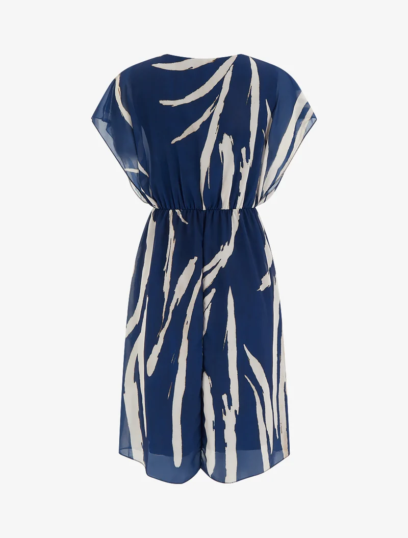 Robe imprimé graphique à col cache-coeur - Marine