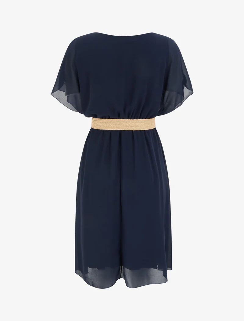 Robe mi-longue unie coupe patineuse - Marine