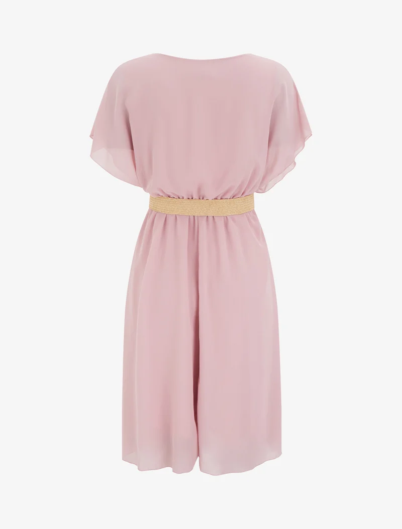 Robe mi-longue unie coupe patineuse - Rose