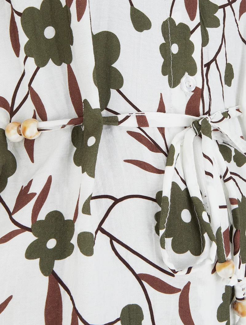 Top sans manches imprimé floral - Kaki