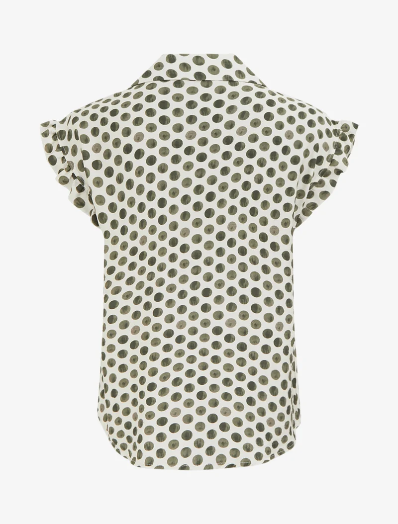 Top imprimé à pois boutonné - Kaki
