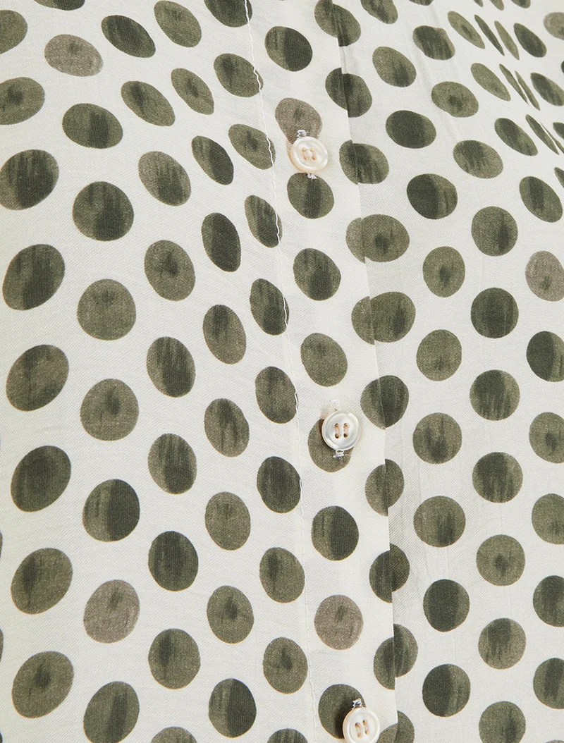 Top imprimé à pois boutonné - Kaki