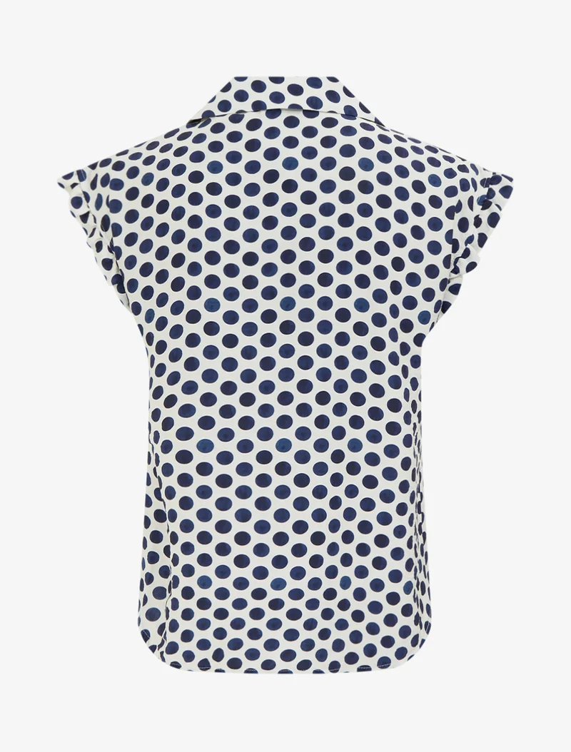 Top imprimé à pois boutonné - Marine