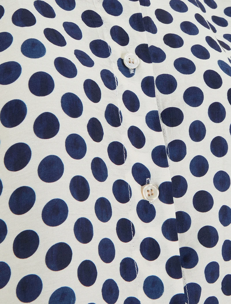 Top imprimé à pois boutonné - Marine