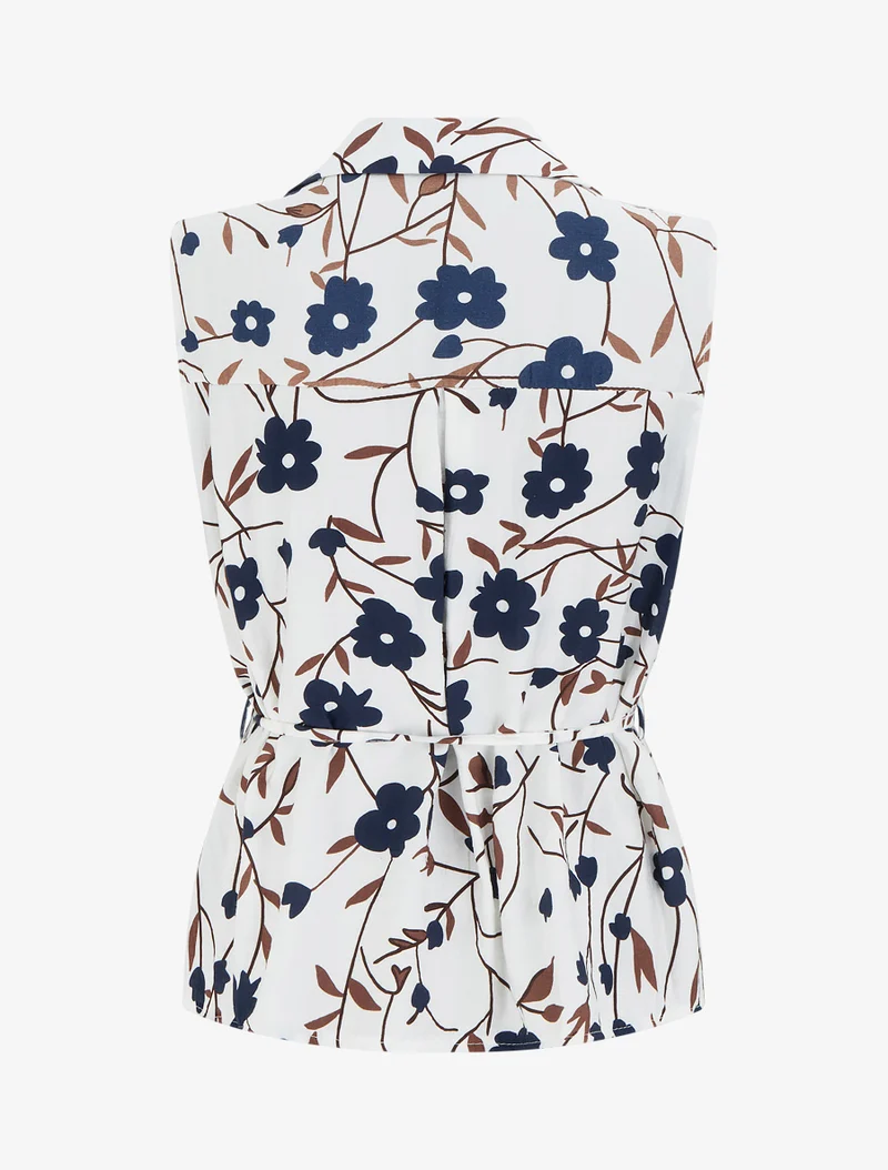 Top sans manches imprimé floral - Marine