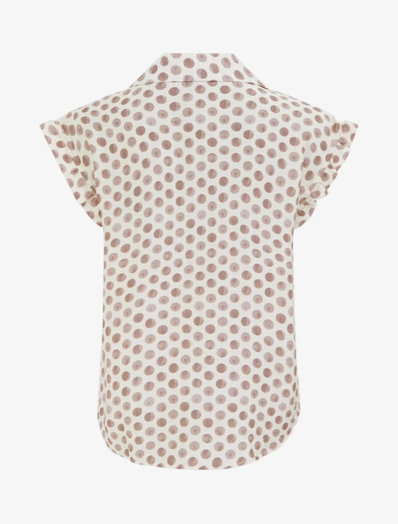 Top imprimé à pois boutonné - Taupe