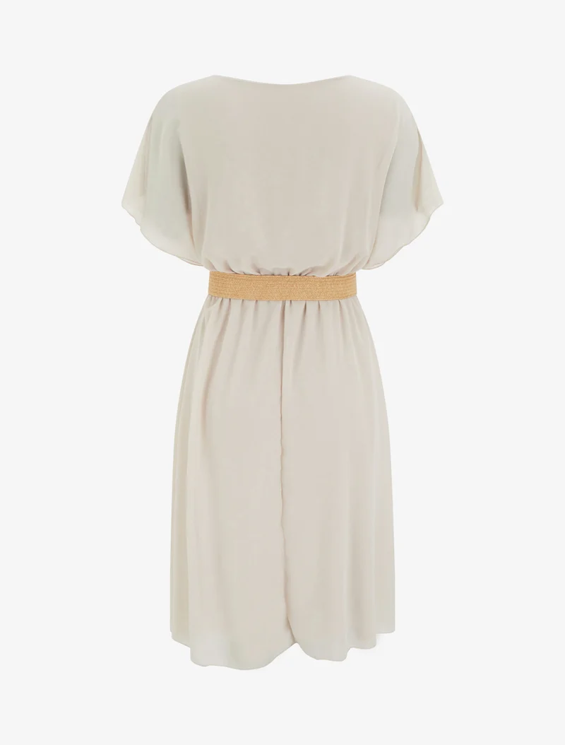Robe mi-longue unie coupe patineuse - Beige