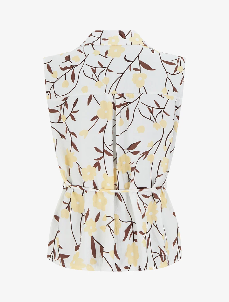 Top sans manches imprimé floral - Jaune