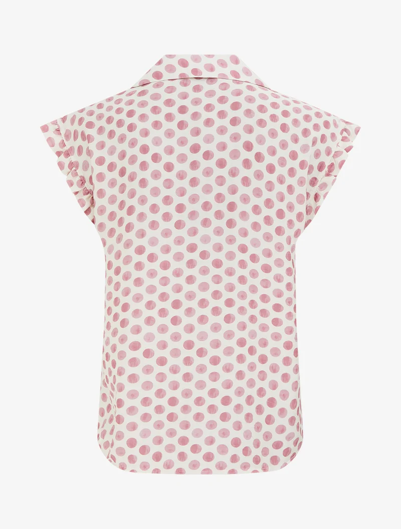 Top imprimé à pois boutonné - Rose