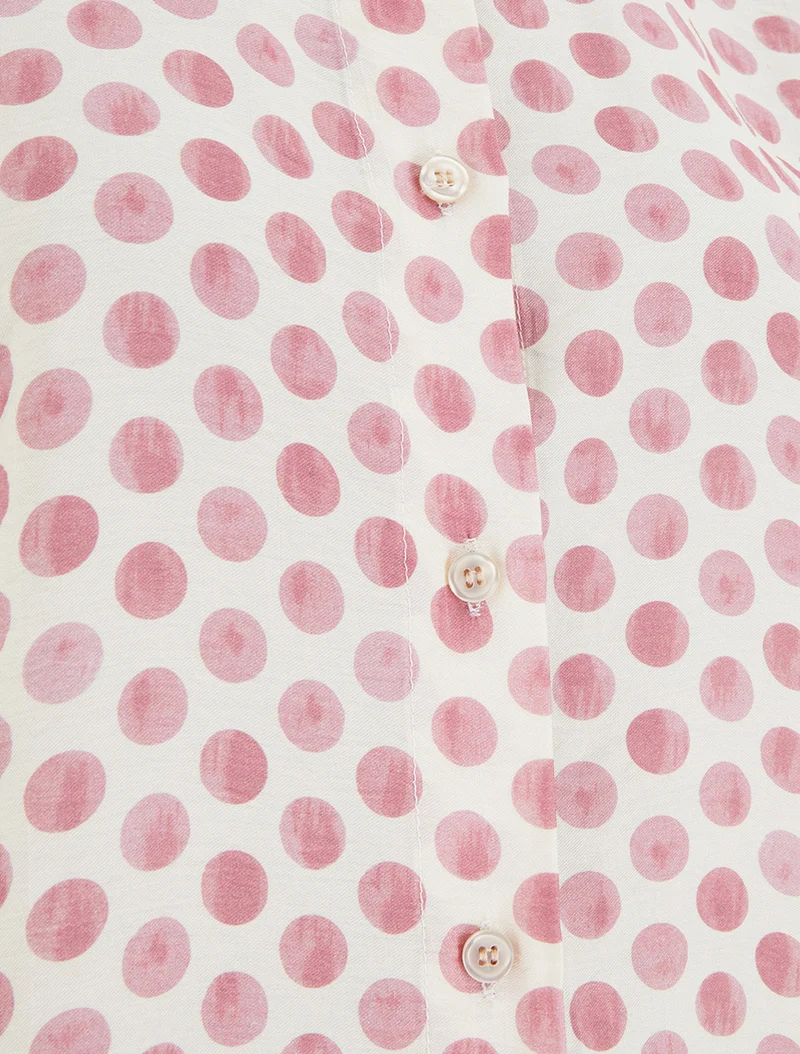 Top imprimé à pois boutonné - Rose