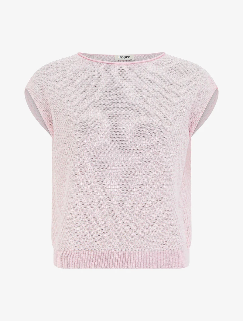 Top en maille à col rond - Rose
