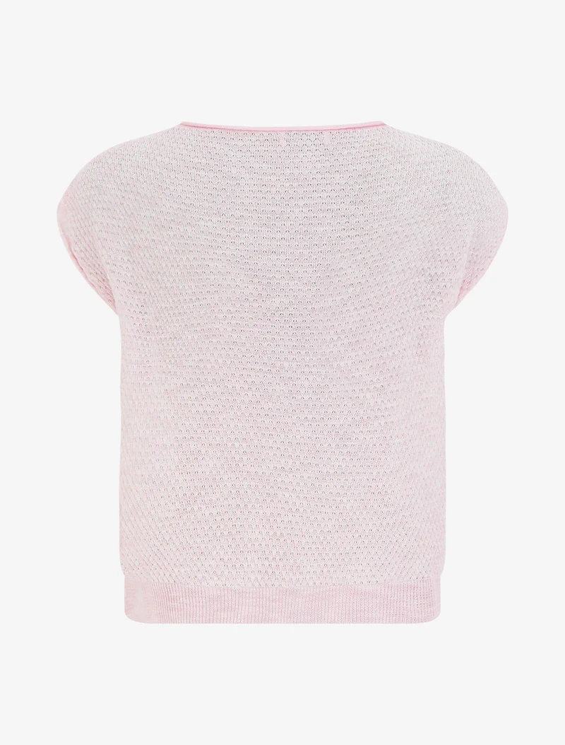 Top en maille à col rond - Rose