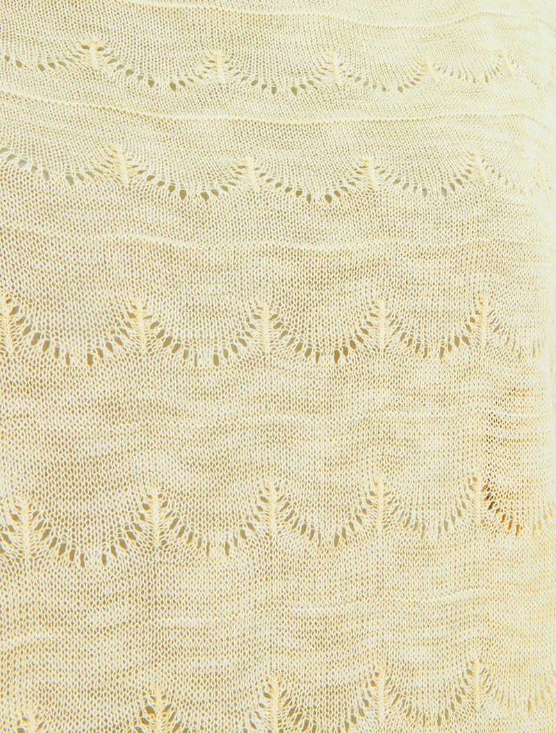 Top uni en maille ajourée à manches courtes - Jaune citron