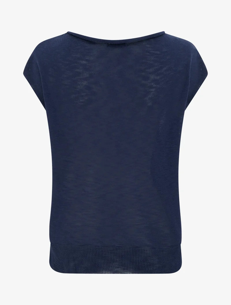 Top fin en maille - Marine