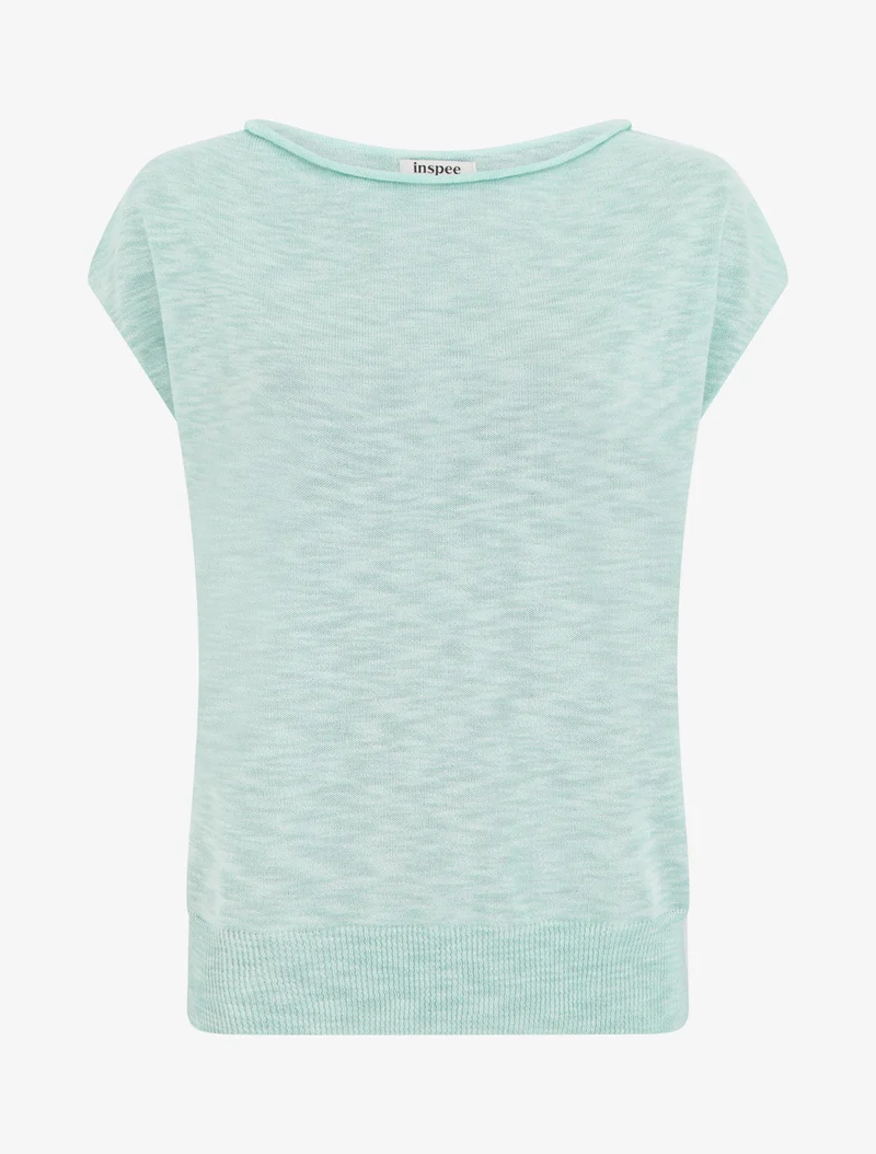 Top fin en maille - Turquoise