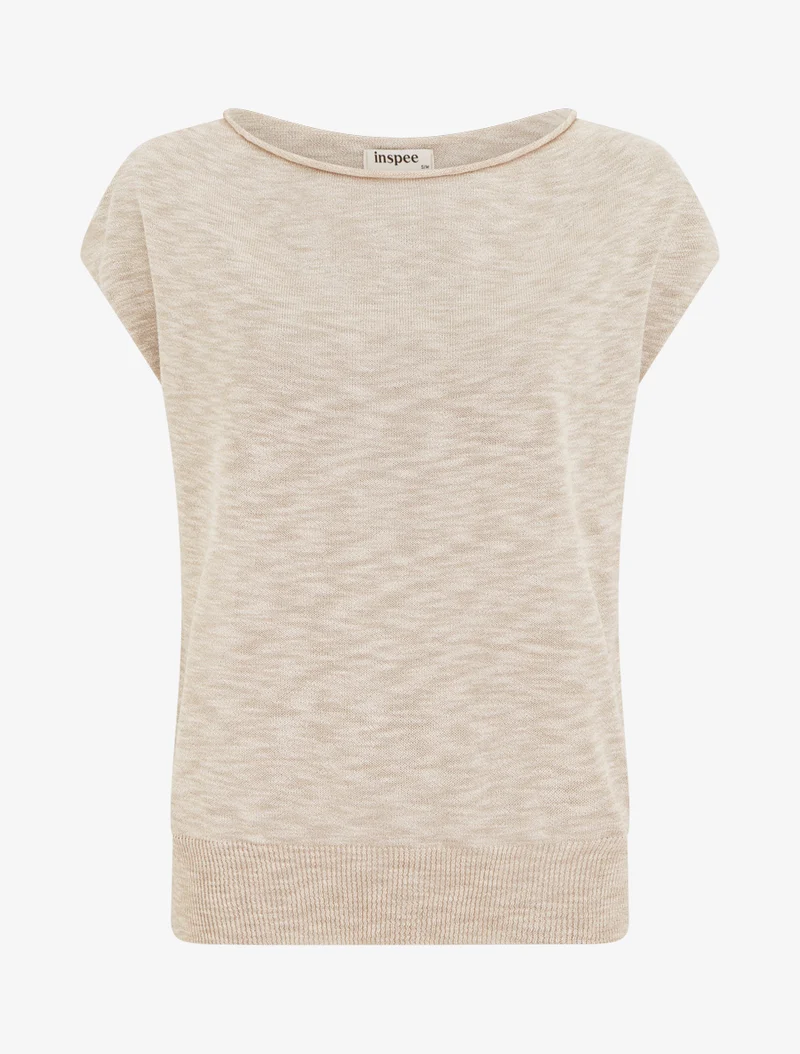 Top fin en maille - Beige